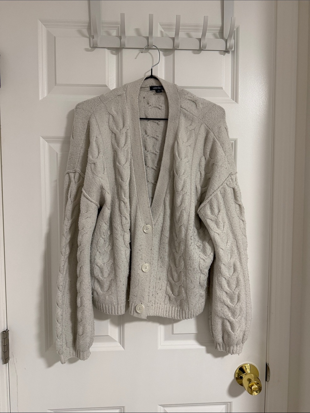 wild fable Cream Cable Knit Open Cardigan